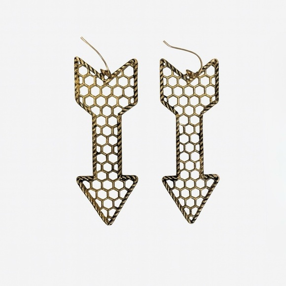 Zara Jewelry - Vintage Style Gold Honeycomb Arrow Earrings 🐝